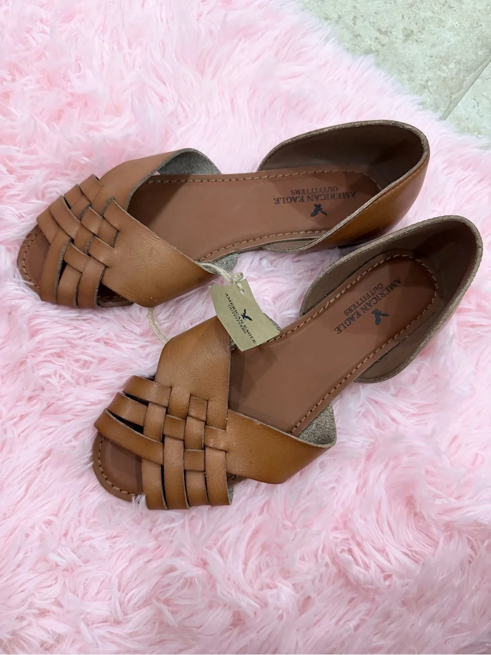 American Eagle Outfitters Tan Woven Leather D'Orsay Flats size 7 - Picture 9 of 11